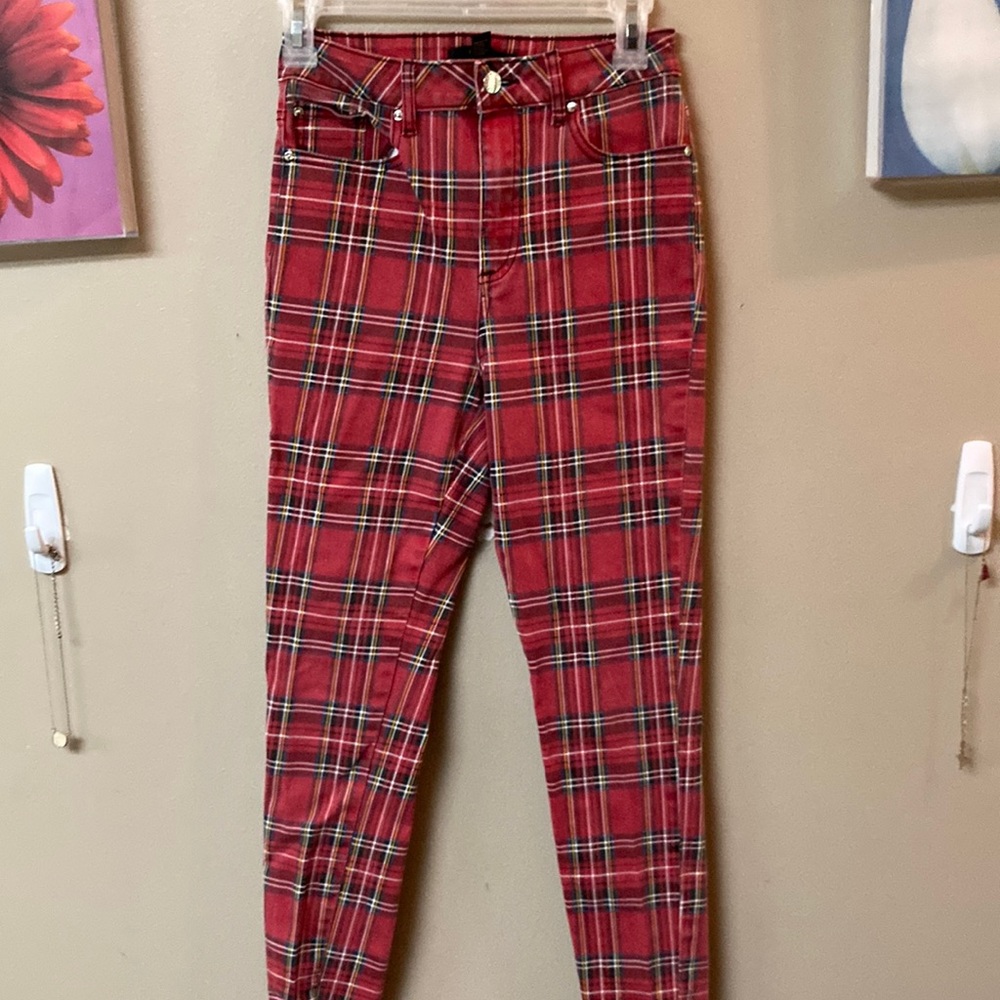 Forever 21 plaid high rise skinny jeans